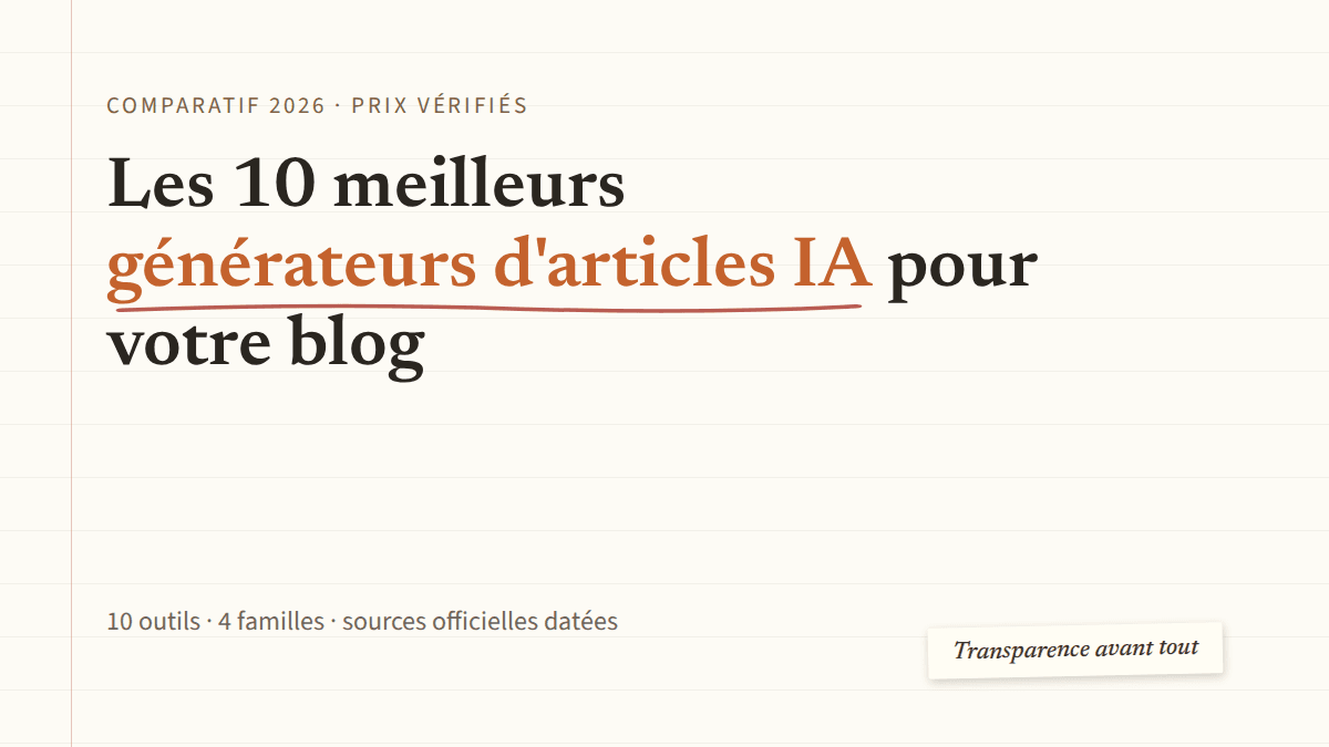 Meilleurs générateurs d'articles de blog IA 2026 : comparatif